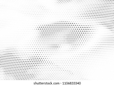 Abstract halftone wave dotted background. Halftone twisted grunge pattern, dot, circle.  Vector modern optical halftone pop art texture for poster, business card, cover, label mock-up, sticker layout