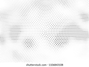 Abstract halftone wave dotted background. Halftone twisted grunge pattern, dot, circle.  Vector modern optical halftone pop art texture for poster, business card, cover, label mock-up, sticker layout