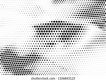 Abstract halftone wave dotted background. Halftone twisted grunge pattern, dot, circle.  Vector modern optical halftone pop art texture for poster, business card, cover, label mock-up, sticker layout