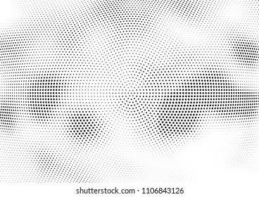 Abstract halftone wave dotted background. Halftone twisted grunge pattern, dot, circle.  Vector modern optical halftone pop art texture for poster, business card, cover, label mock-up, sticker layout
