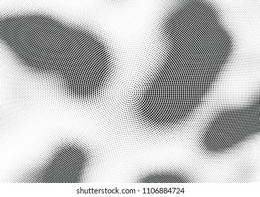 Abstract halftone wave dotted background. Halftone twisted grunge pattern, dot, circle.  Vector modern optical halftone pop art texture for poster, business card, cover, label mock-up, sticker layout