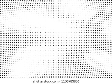 Abstract halftone wave dotted background. Halftone twisted grunge pattern, dot, circle.  Vector modern optical halftone pop art texture for poster, business card, cover, label mock-up, sticker layout