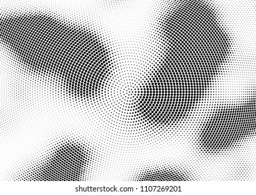 Abstract halftone wave dotted background. Halftone twisted grunge pattern, dot, circle.  Vector modern optical halftone pop art texture for poster, business card, cover, label mock-up, sticker layout