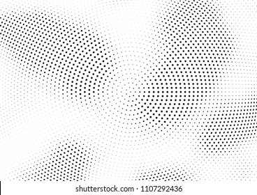 Abstract halftone wave dotted background. Halftone twisted grunge pattern, dot, circle.  Vector modern optical halftone pop art texture for poster, business card, cover, label mock-up, sticker layout