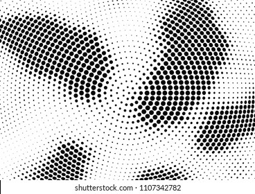 Abstract halftone wave dotted background. Halftone twisted grunge pattern, dot, circle.  Vector modern optical halftone pop art texture for poster, business card, cover, label mock-up, sticker layout