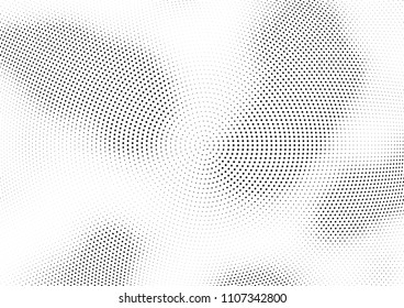 Abstract halftone wave dotted background. Halftone twisted grunge pattern, dot, circle.  Vector modern optical halftone pop art texture for poster, business card, cover, label mock-up, sticker layout
