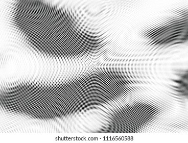 Abstract halftone wave dotted background. Halftone twisted grunge pattern, dot, circle.  Vector modern optical halftone pop art texture for poster, business card, cover, label mock-up, sticker layout