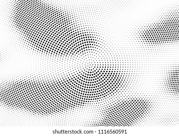 Abstract halftone wave dotted background. Halftone twisted grunge pattern, dot, circle.  Vector modern optical halftone pop art texture for poster, business card, cover, label mock-up, sticker layout