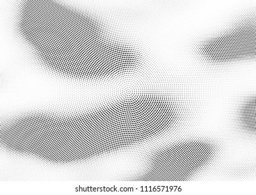 Abstract halftone wave dotted background. Halftone twisted grunge pattern, dot, circle.  Vector modern optical halftone pop art texture for poster, business card, cover, label mock-up, sticker layout