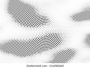 Abstract halftone wave dotted background. Halftone twisted grunge pattern, dot, circle.  Vector modern optical halftone pop art texture for poster, business card, cover, label mock-up, sticker layout