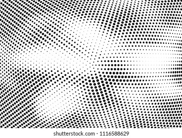 Abstract halftone wave dotted background. Halftone twisted grunge pattern, dot, circle.  Vector modern optical halftone pop art texture for poster, business card, cover, label mock-up, sticker layout
