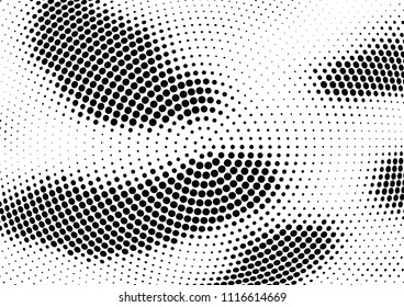 Abstract halftone wave dotted background. Halftone twisted grunge pattern, dot, circle.  Vector modern optical halftone pop art texture for poster, business card, cover, label mock-up, sticker layout