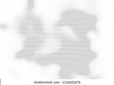 Abstract halftone wave dotted background. Halftone twisted grunge pattern, dot, circle.  Vector modern optical halftone pop art texture for poster, business card, cover, label mock-up, sticker layout
