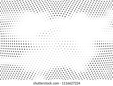 Abstract halftone wave dotted background. Halftone twisted grunge pattern, dot, circle.  Vector modern optical halftone pop art texture for poster, business card, cover, label mock-up, sticker layout