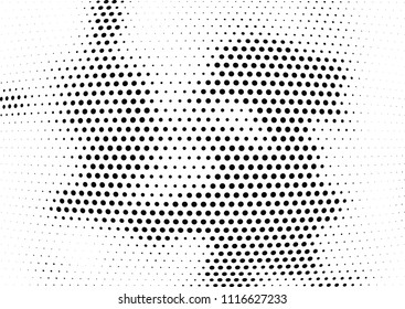 Abstract halftone wave dotted background. Halftone twisted grunge pattern, dot, circle.  Vector modern optical halftone pop art texture for poster, business card, cover, label mock-up, sticker layout