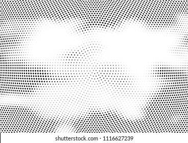 Abstract halftone wave dotted background. Halftone twisted grunge pattern, dot, circle.  Vector modern optical halftone pop art texture for poster, business card, cover, label mock-up, sticker layout