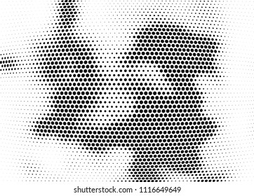 Abstract halftone wave dotted background. Halftone twisted grunge pattern, dot, circle.  Vector modern optical halftone pop art texture for poster, business card, cover, label mock-up, sticker layout