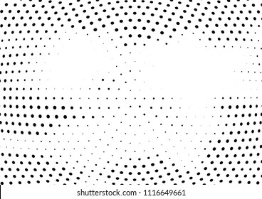 Abstract halftone wave dotted background. Halftone twisted grunge pattern, dot, circle.  Vector modern optical halftone pop art texture for poster, business card, cover, label mock-up, sticker layout