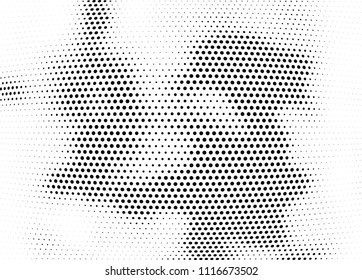 Abstract halftone wave dotted background. Halftone twisted grunge pattern, dot, circle.  Vector modern optical halftone pop art texture for poster, business card, cover, label mock-up, sticker layout