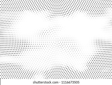 Abstract halftone wave dotted background. Halftone twisted grunge pattern, dot, circle.  Vector modern optical halftone pop art texture for poster, business card, cover, label mock-up, sticker layout