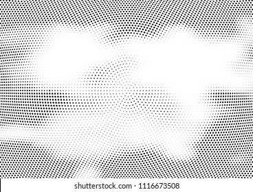 Abstract halftone wave dotted background. Halftone twisted grunge pattern, dot, circle.  Vector modern optical halftone pop art texture for poster, business card, cover, label mock-up, sticker layout