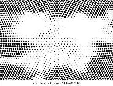 Abstract halftone wave dotted background. Halftone twisted grunge pattern, dot, circle.  Vector modern optical halftone pop art texture for poster, business card, cover, label mock-up, sticker layout