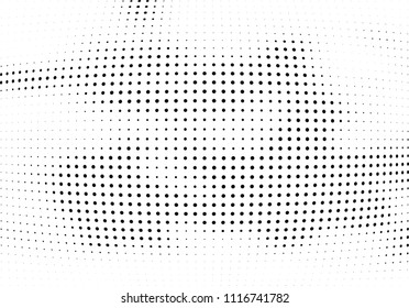 Abstract halftone wave dotted background. Halftone twisted grunge pattern, dot, circle.  Vector modern optical halftone pop art texture for poster, business card, cover, label mock-up, sticker layout