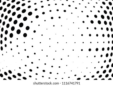 Abstract halftone wave dotted background. Halftone twisted grunge pattern, dot, circle.  Vector modern optical halftone pop art texture for poster, business card, cover, label mock-up, sticker layout