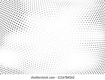 Abstract halftone wave dotted background. Halftone twisted grunge pattern, dot, circle.  Vector modern optical halftone pop art texture for poster, business card, cover, label mock-up, sticker layout