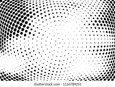 Abstract halftone wave dotted background. Halftone twisted grunge pattern, dot, circle.  Vector modern optical halftone pop art texture for poster, business card, cover, label mock-up, sticker layout