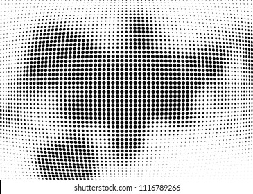 Abstract halftone wave dotted background. Halftone twisted grunge pattern, dot, circle.  Vector modern optical halftone pop art texture for poster, business card, cover, label mock-up, sticker layout