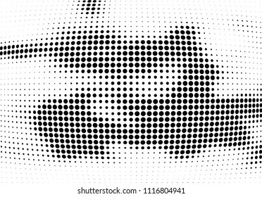 Abstract halftone wave dotted background. Halftone twisted grunge pattern, dot, circle.  Vector modern optical halftone pop art texture for poster, business card, cover, label mock-up, sticker layout