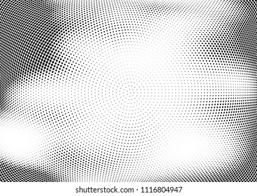Abstract halftone wave dotted background. Halftone twisted grunge pattern, dot, circle.  Vector modern optical halftone pop art texture for poster, business card, cover, label mock-up, sticker layout