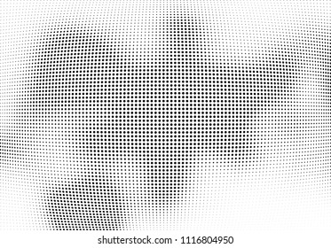 Abstract halftone wave dotted background. Halftone twisted grunge pattern, dot, circle.  Vector modern optical halftone pop art texture for poster, business card, cover, label mock-up, sticker layout