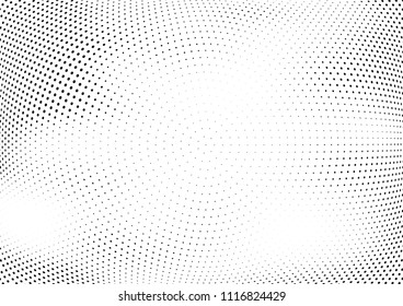 Abstract halftone wave dotted background. Halftone twisted grunge pattern, dot, circle.  Vector modern optical halftone pop art texture for poster, business card, cover, label mock-up, sticker layout