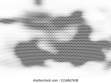 Abstract halftone wave dotted background. Halftone twisted grunge pattern, dot, circle.  Vector modern optical halftone pop art texture for poster, business card, cover, label mock-up, sticker layout