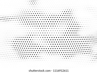 Abstract halftone wave dotted background. Halftone twisted grunge pattern, dot, circle.  Vector modern optical halftone pop art texture for poster, business card, cover, label mock-up, sticker layout