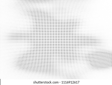 Abstract halftone wave dotted background. Halftone twisted grunge pattern, dot, circle.  Vector modern optical halftone pop art texture for poster, business card, cover, label mock-up, sticker layout