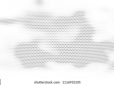 Abstract halftone wave dotted background. Halftone twisted grunge pattern, dot, circle.  Vector modern optical halftone pop art texture for poster, business card, cover, label mock-up, sticker layout