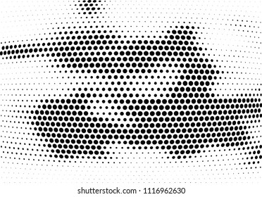 Abstract halftone wave dotted background. Halftone twisted grunge pattern, dot, circle.  Vector modern optical halftone pop art texture for poster, business card, cover, label mock-up, sticker layout