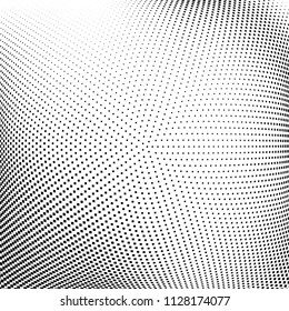 Abstract halftone wave dotted background. Halftone  grunge pattern with square.  Vector halftone modern pop art twisted texture for poster, cover, business card, postcard, art label layout, sticker.