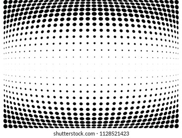 Abstract halftone wave dotted background. Halftone twisted grunge pattern, dot, circle.  Vector modern optical halftone pop art texture for poster, business card, cover, label mock-up, sticker layout