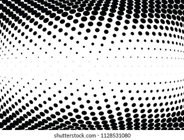 Abstract halftone wave dotted background. Halftone twisted grunge pattern, dot, circle.  Vector modern optical halftone pop art texture for poster, business card, cover, label mock-up, sticker layout