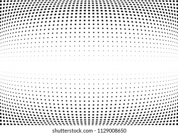 Abstract halftone wave dotted background. Halftone  grunge pattern with square.  Vector halftone modern pop art twisted texture for poster, cover, business card, postcard, art label layout, sticker.
