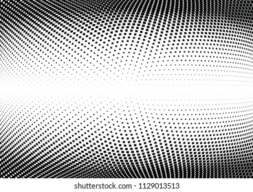 Abstract halftone wave dotted background. Halftone  grunge pattern with square.  Vector halftone modern pop art twisted texture for poster, cover, business card, postcard, art label layout, sticker.