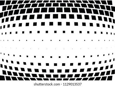 Abstract halftone wave dotted background. Halftone  grunge pattern with square.  Vector halftone modern pop art twisted texture for poster, cover, business card, postcard, art label layout, sticker.