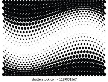 Abstract halftone wave dotted background. Halftone twisted grunge pattern, dot, circle.  Vector modern optical halftone pop art texture for poster, business card, cover, label mock-up, sticker layout