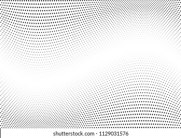 Abstract halftone wave dotted background. Halftone twisted grunge pattern, dot, circle.  Vector modern optical halftone pop art texture for poster, business card, cover, label mock-up, sticker layout