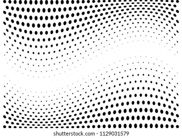 Abstract halftone wave dotted background. Halftone twisted grunge pattern, dot, circle.  Vector modern optical halftone pop art texture for poster, business card, cover, label mock-up, sticker layout