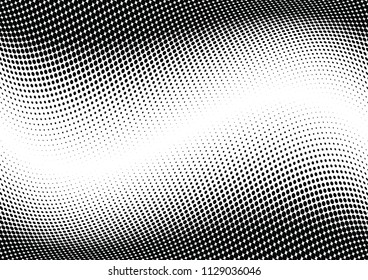 Abstract halftone wave dotted background. Halftone twisted grunge pattern, dot, circle.  Vector modern optical halftone pop art texture for poster, business card, cover, label mock-up, sticker layout